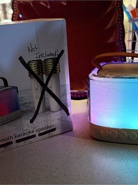 Portable Bluetooth Karaoke Speaker with Color-Changing LED - Blue/Gold